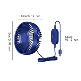 Maxbell USB Car Fan Backseat Portable Headrest Mount 12V 24V for Truck Home Van Blue