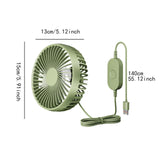 Maxbell USB Car Fan Backseat Portable Headrest Mount 12V 24V for Truck Home Van Green