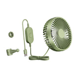Maxbell USB Car Fan Backseat Portable Headrest Mount 12V 24V for Truck Home Van Green