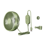 Maxbell USB Car Fan Backseat Portable Headrest Mount 12V 24V for Truck Home Van Green