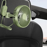 Maxbell USB Car Fan Backseat Portable Headrest Mount 12V 24V for Truck Home Van Green