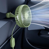Maxbell USB Car Fan Backseat Portable Headrest Mount 12V 24V for Truck Home Van Green