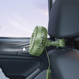 Maxbell USB Car Fan Backseat Portable Headrest Mount 12V 24V for Truck Home Van Green