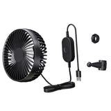 Maxbell USB Car Fan Backseat Portable Headrest Mount 12V 24V for Truck Home Van Black