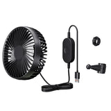 Maxbell USB Car Fan Backseat Portable Headrest Mount 12V 24V for Truck Home Van Black