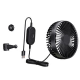 Maxbell USB Car Fan Backseat Portable Headrest Mount 12V 24V for Truck Home Van Black