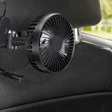 Maxbell USB Car Fan Backseat Portable Headrest Mount 12V 24V for Truck Home Van Black