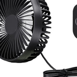 Maxbell USB Car Fan Backseat Portable Headrest Mount 12V 24V for Truck Home Van Black