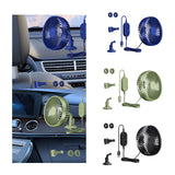 Maxbell USB Car Fan Rotatable Portable 3 Speed Adjustable for Sedan SUV Vehicle Blue
