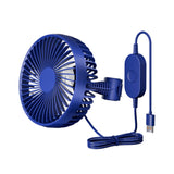 Maxbell USB Car Fan Rotatable Portable 3 Speed Adjustable for Sedan SUV Vehicle Blue