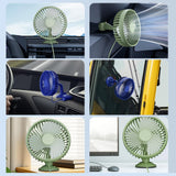 Maxbell USB Car Fan Rotatable Portable 3 Speed Adjustable for Sedan SUV Vehicle Blue