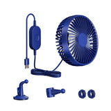 Maxbell USB Car Fan Rotatable Portable 3 Speed Adjustable for Sedan SUV Vehicle Blue