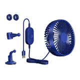 Maxbell USB Car Fan Rotatable Portable 3 Speed Adjustable for Sedan SUV Vehicle Blue