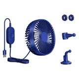 Maxbell USB Car Fan Rotatable Portable 3 Speed Adjustable for Sedan SUV Vehicle Blue