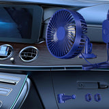 Maxbell USB Car Fan Rotatable Portable 3 Speed Adjustable for Sedan SUV Vehicle Blue