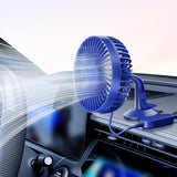 Maxbell USB Car Fan Rotatable Portable 3 Speed Adjustable for Sedan SUV Vehicle Blue