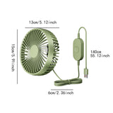 Maxbell USB Car Fan Rotatable Portable 3 Speed Adjustable for Sedan SUV Vehicle Green