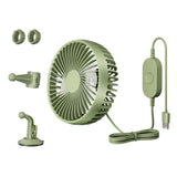 Maxbell USB Car Fan Rotatable Portable 3 Speed Adjustable for Sedan SUV Vehicle Green