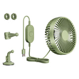 Maxbell USB Car Fan Rotatable Portable 3 Speed Adjustable for Sedan SUV Vehicle Green