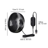 Maxbell USB Car Fan Rotatable Portable 3 Speed Adjustable for Sedan SUV Vehicle Black