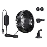 Maxbell USB Car Fan Rotatable Portable 3 Speed Adjustable for Sedan SUV Vehicle Black