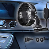 Maxbell USB Car Fan Rotatable Portable 3 Speed Adjustable for Sedan SUV Vehicle Black