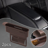 Maxbell 2Pcs Car Seat Gap Filler Organizer Auto Accessories Seat Crevice Storage Box Brown