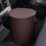 Maxbell PU Leather Car Trash Can 1.5 L Container Comfortable Grip Handle Garbage Can Brown