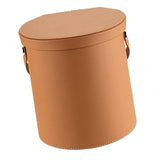 Maxbell PU Leather Car Trash Can 1.5 L Container Comfortable Grip Handle Garbage Can Brown Yellow
