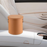 Maxbell PU Leather Car Trash Can 1.5 L Container Comfortable Grip Handle Garbage Can Brown Yellow