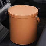 Maxbell PU Leather Car Trash Can 1.5 L Container Comfortable Grip Handle Garbage Can Brown Yellow