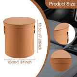 Maxbell PU Leather Car Trash Can 1.5 L Container Comfortable Grip Handle Garbage Can Brown Yellow