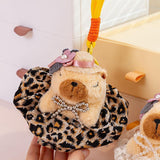 Maxbell Capybara Keychain Snuggling Capybara Bag Pendant for Birthday Gifts Children brown