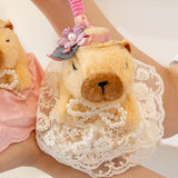 Maxbell Capybara Keychain Snuggling Capybara Bag Pendant for Birthday Gifts Children White