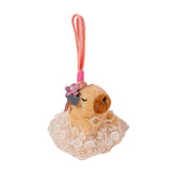 Maxbell Capybara Keychain Snuggling Capybara Bag Pendant for Birthday Gifts Children White