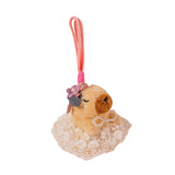 Maxbell Capybara Keychain Snuggling Capybara Bag Pendant for Birthday Gifts Children White