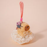 Maxbell Capybara Keychain Snuggling Capybara Bag Pendant for Birthday Gifts Children White