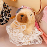 Maxbell Capybara Keychain Snuggling Capybara Bag Pendant for Birthday Gifts Children White