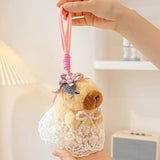 Maxbell Capybara Keychain Snuggling Capybara Bag Pendant for Birthday Gifts Children White