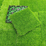 Maxbell Artificial Grass Tiles Artificial Grass Turf for Patio Porch Playground Dark Green