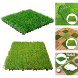 Maxbell Artificial Grass Tiles Artificial Grass Turf for Patio Porch Playground Dark Green
