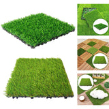 Maxbell Artificial Grass Tiles Artificial Grass Turf for Patio Porch Playground Dark Green