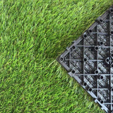 Maxbell Artificial Grass Tiles Artificial Grass Turf for Patio Porch Playground Dark Green