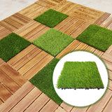 Maxbell Artificial Grass Tiles Artificial Grass Turf for Patio Porch Playground Light Green