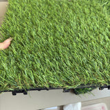 Maxbell Artificial Grass Tiles Artificial Grass Turf for Patio Porch Playground Light Green
