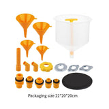 Maxbell 19Pcs Generic Leakproof Coolant Funnel Set Car Simple to Clean with Adapters Yellow Funnel