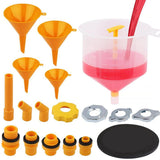 Maxbell 19Pcs Generic Leakproof Coolant Funnel Set Car Simple to Clean with Adapters Yellow Funnel