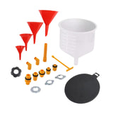 Maxbell 19Pcs Generic Leakproof Coolant Funnel Set Car Simple to Clean with Adapters Red Funnel