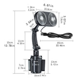 Maxbell 12V 24V Car Cooling Fan Mounted in Cup Holder Three Speed for Sedan Double Head
