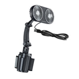 Maxbell 12V 24V Car Cooling Fan Mounted in Cup Holder Three Speed for Sedan Double Head